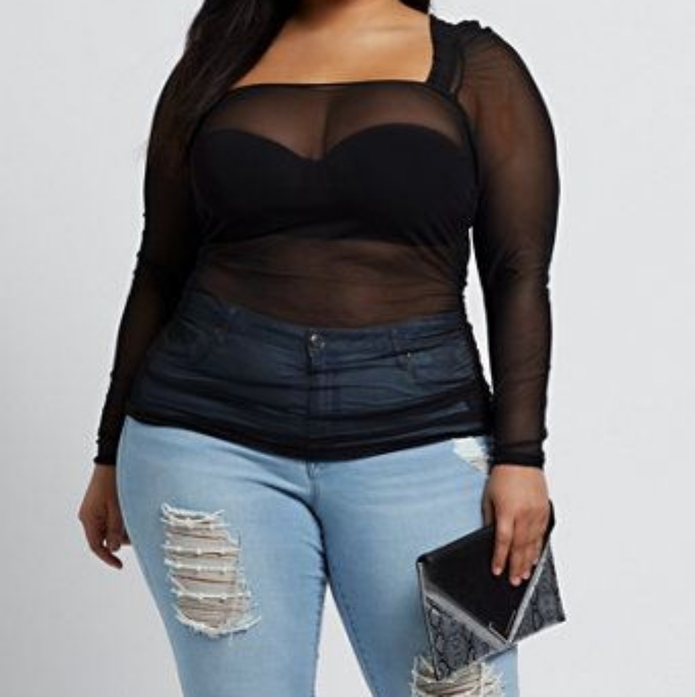 Aly ruched mesh top
